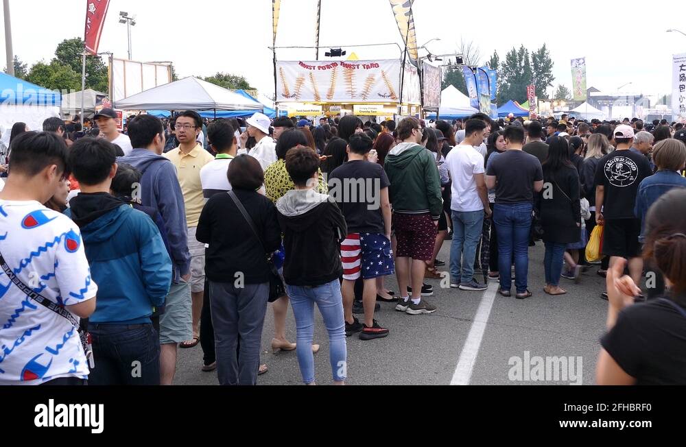 Large crowd of people at Asian food festival in Markham Canada Stock