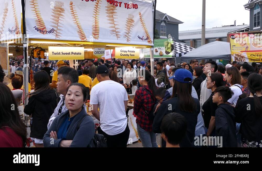 Large crowd of people at Asian food festival in Markham Canada Stock