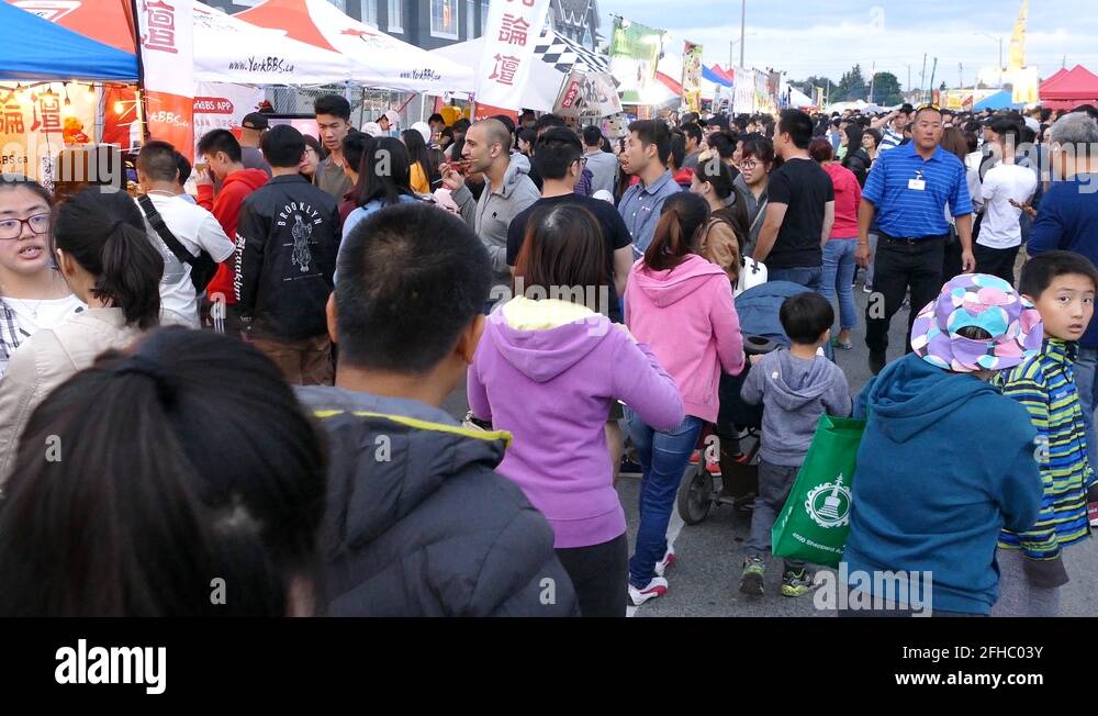 Large crowd of people at Asian food festival in Markham Canada Stock