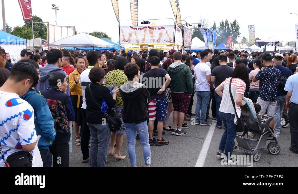 Large crowd of people at Asian food festival in Markham Canada Stock