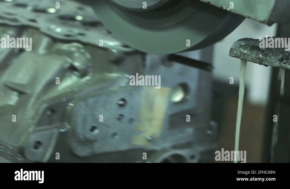 Cylinder head and block resurfacing. Engine block repair process Stock