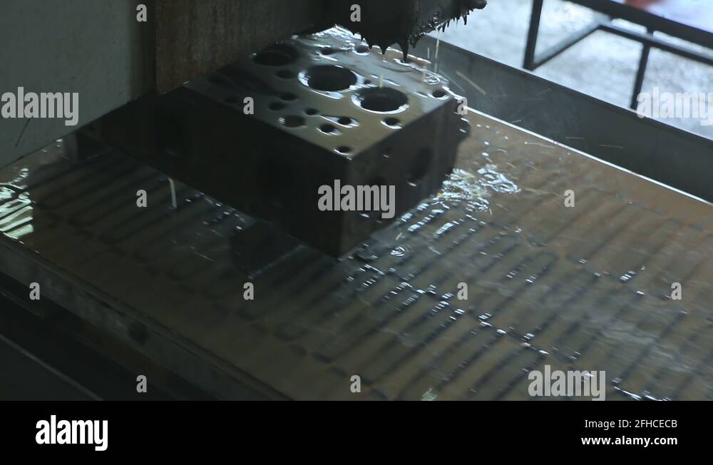 Cylinder head and block resurfacing. Engine block repair process Stock