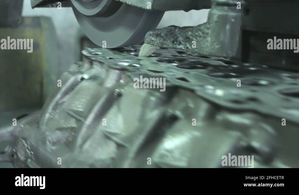 Cylinder head and block resurfacing. Engine block repair process Stock