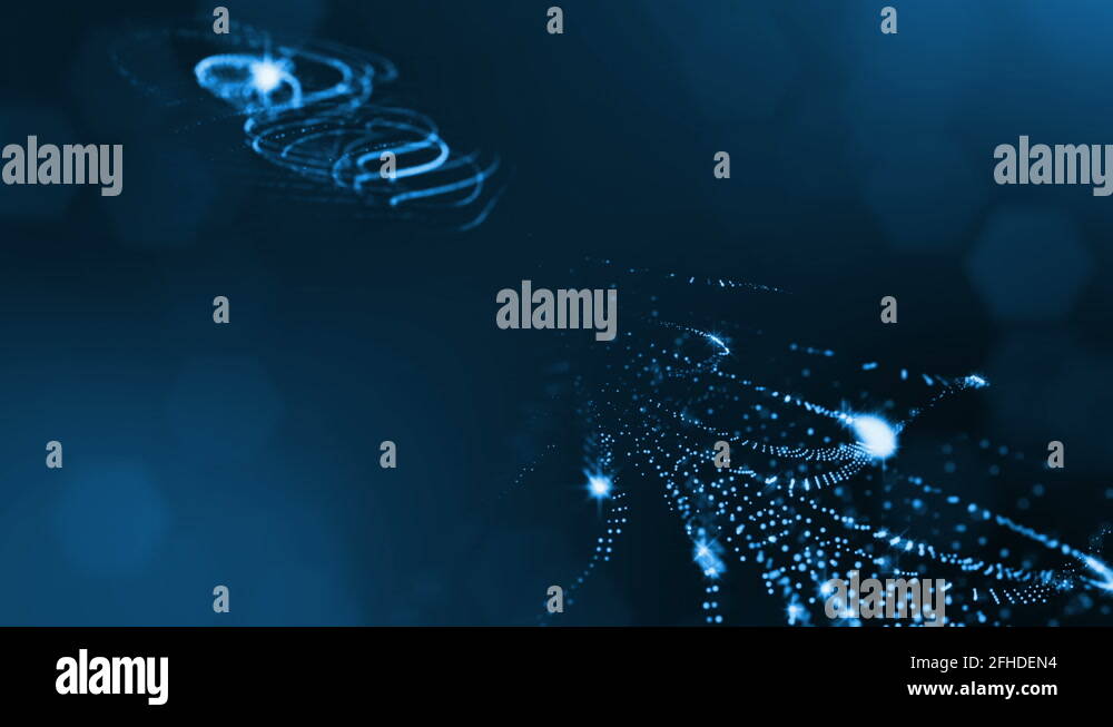 Abstract blue background as a loopable sequence with glow particles and ...