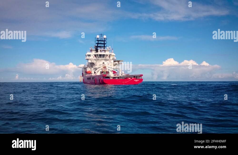 offshore vessel and drilling rig in the north sea Stock Video Footage ...