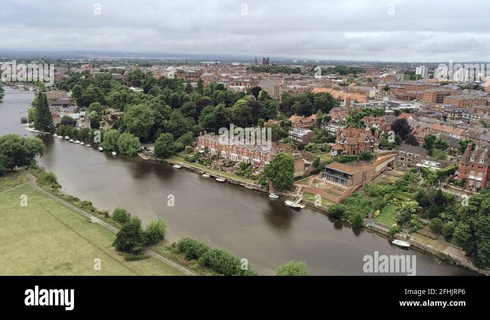 An aerial view of chester and the river dee Stock Videos & Footage HD