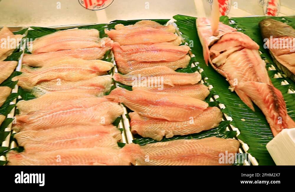 fresh fish meat at fish market Stock Video Footage Alamy