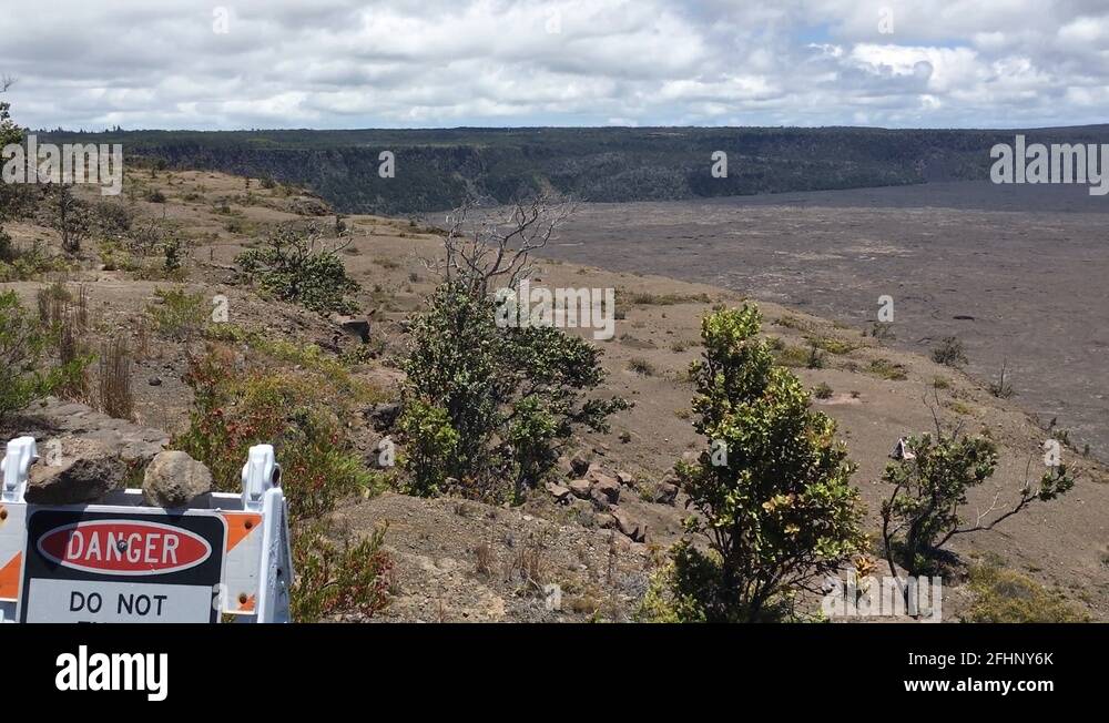 Panorama of Kilauea volcano in Hawaii's Volcanoes National Park Stock