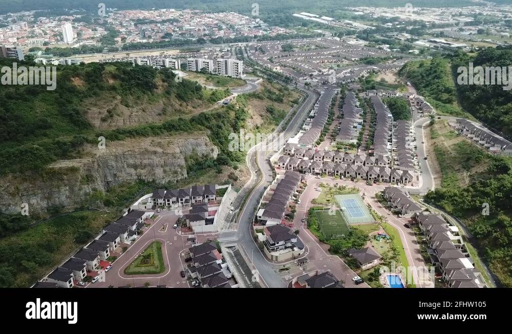 An aerial view of houses of a gated community un Guayaquil, Ecuador