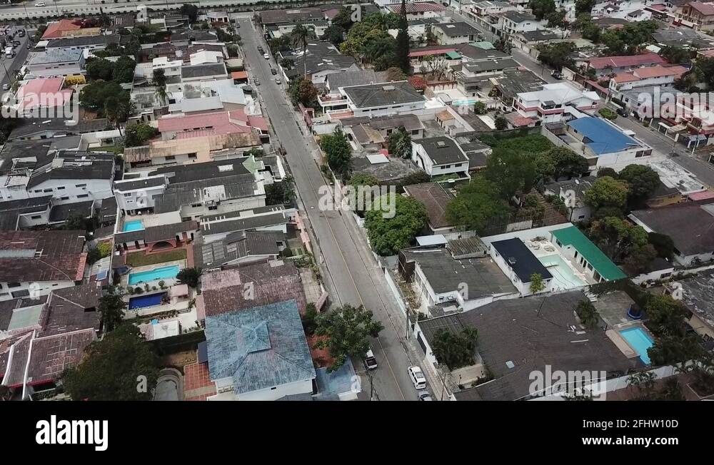 An aerial view of houses of a gated community un Guayaquil, Ecuador