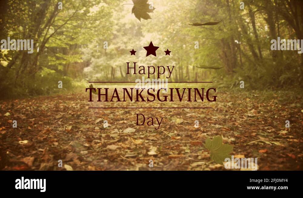 Digitally generated image of happy thanksgiving 4k Stock Photo