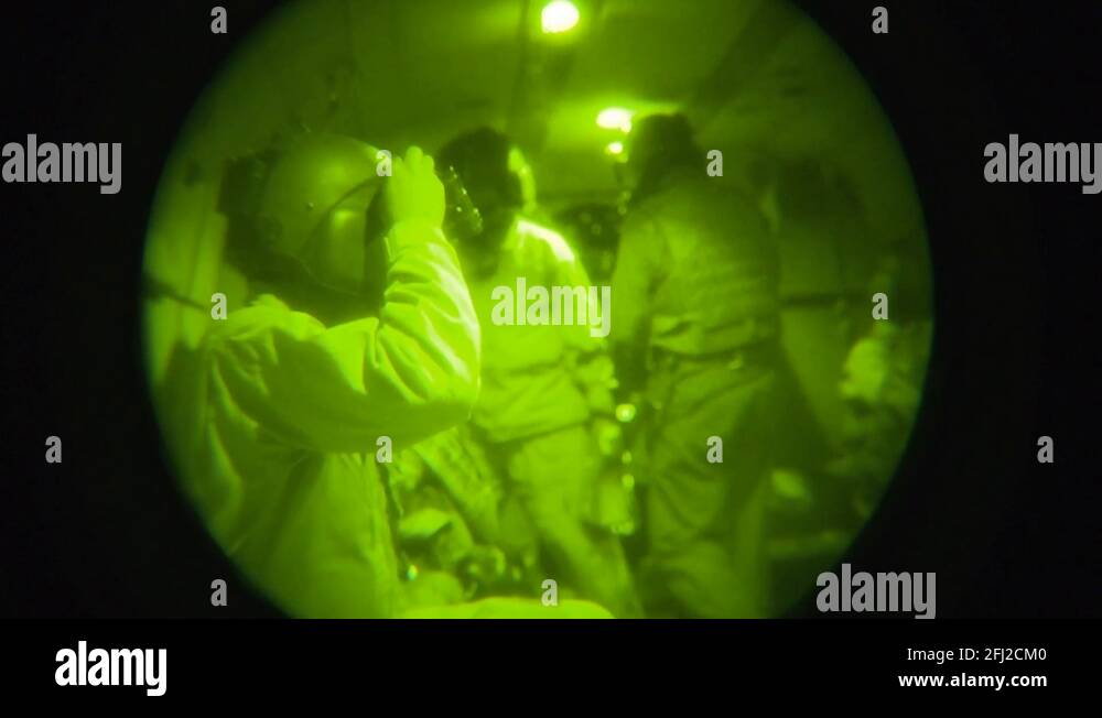 Afghan air force in being trained on night vision goggles 2015 Stock