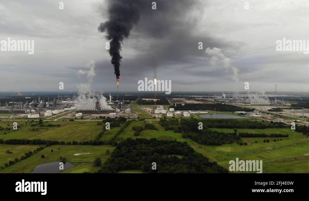 Chemical Plant Conducting Controlled Flaring to Burn Off Excess