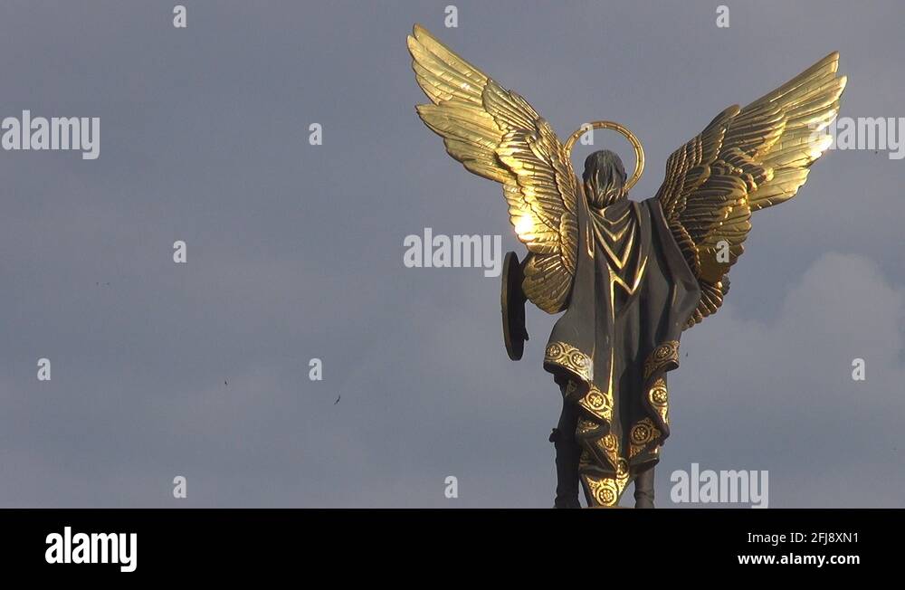 Archangel michael statue in kiev Stock Videos & Footage HD and 4K
