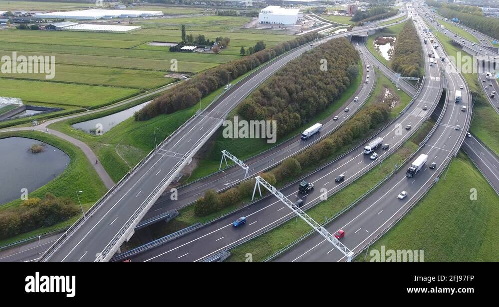 Highways, netherlands aerial view Stock Video Footage Alamy