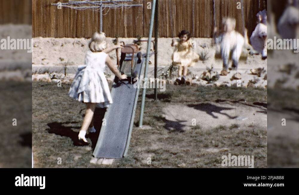 1960s Children Play in Playground Kids Playing Vintage Film Old Home ...