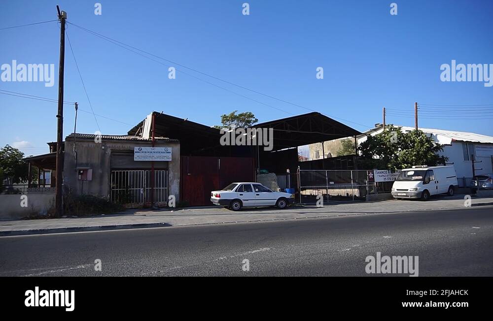 Cyprus Limassol Downtown Some Garages not So Beautiful Places Stock 