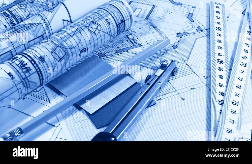 Blueprints architectural drawings, yardstick folding ruler & samples
