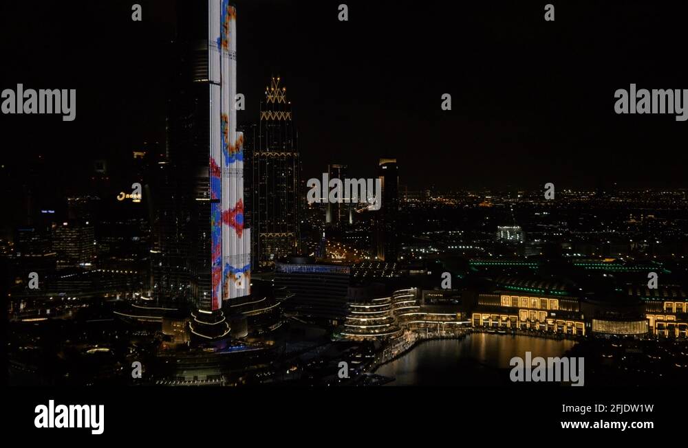 Light show on the Burj Khalifa, Dubai, UAE Stock Video Footage Alamy