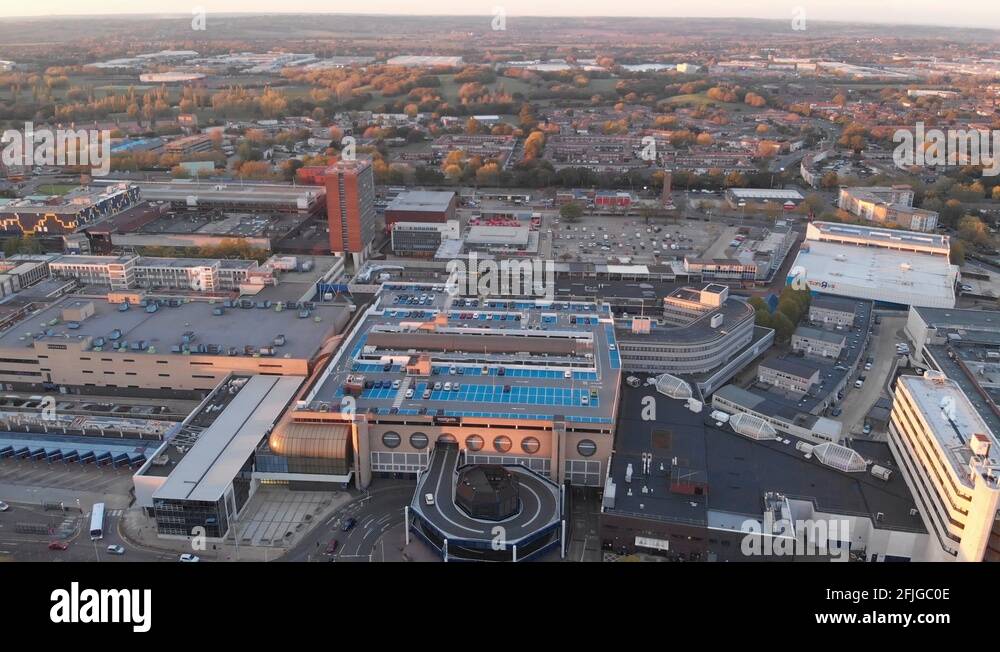 An aerial view of the Basildon City Centre and the bus station Stock