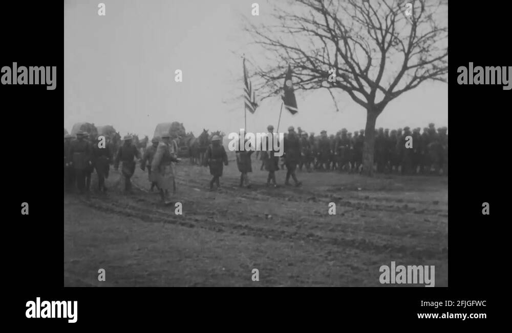 Gen Pershing and party inspect troops of 96th Co., 6th Marines 1918 ...