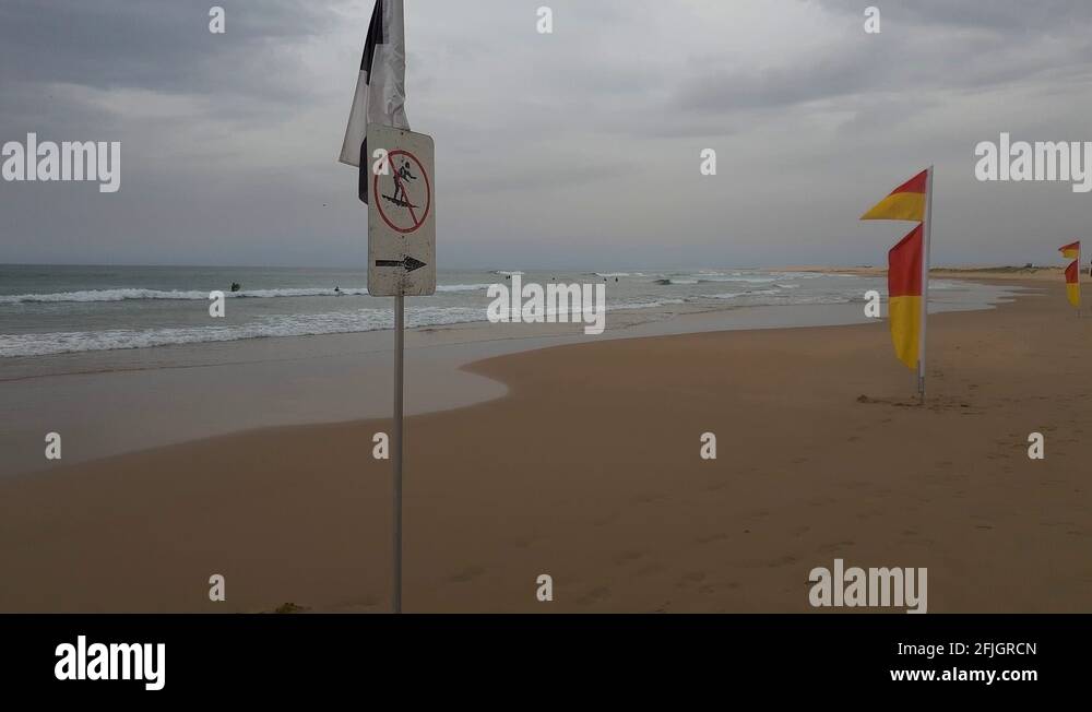Surf life saving flags at beach Stock Video Footage Alamy