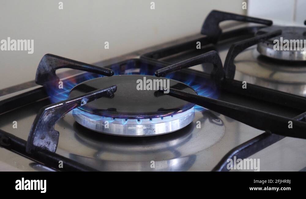 Blue flame on a gas hob Stock Videos & Footage HD and 4K Video Clips