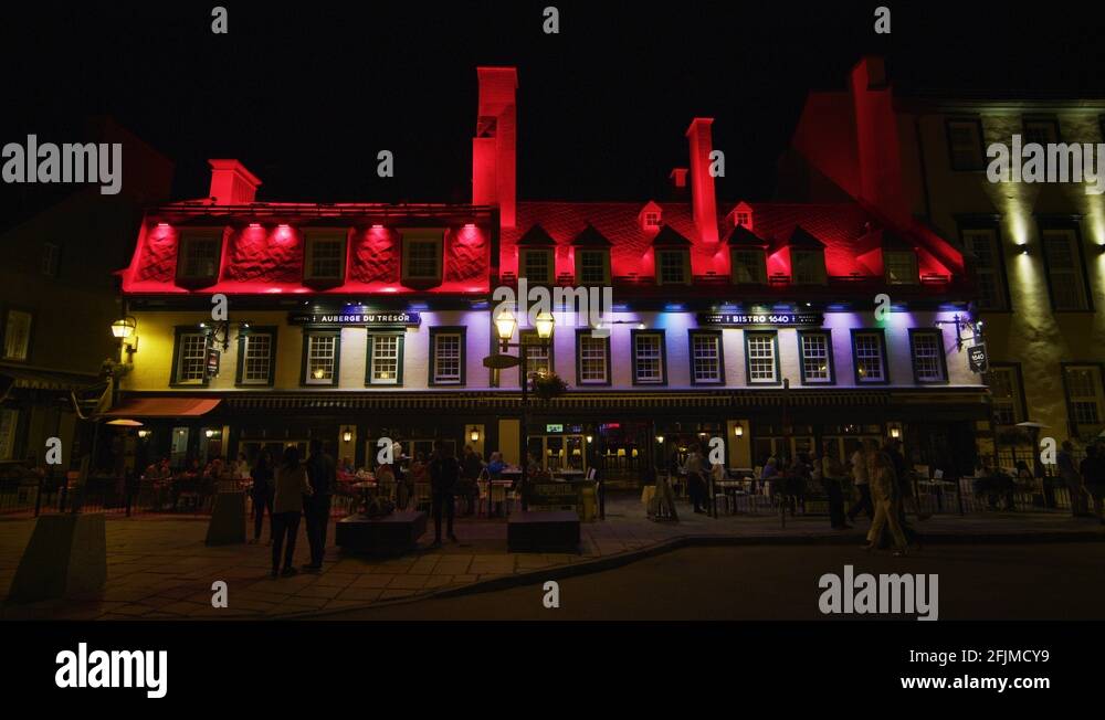 Building on Rue SainteAnne, at night Stock Video Footage Alamy
