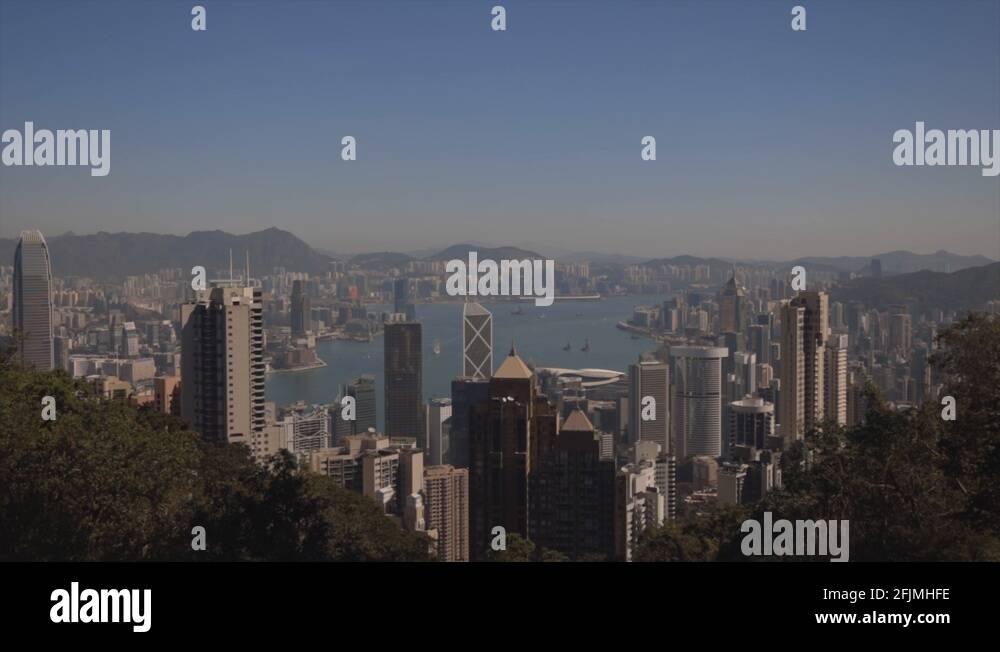 Hong kong peak kowloon skyline victoria harbour Stock Videos & Footage