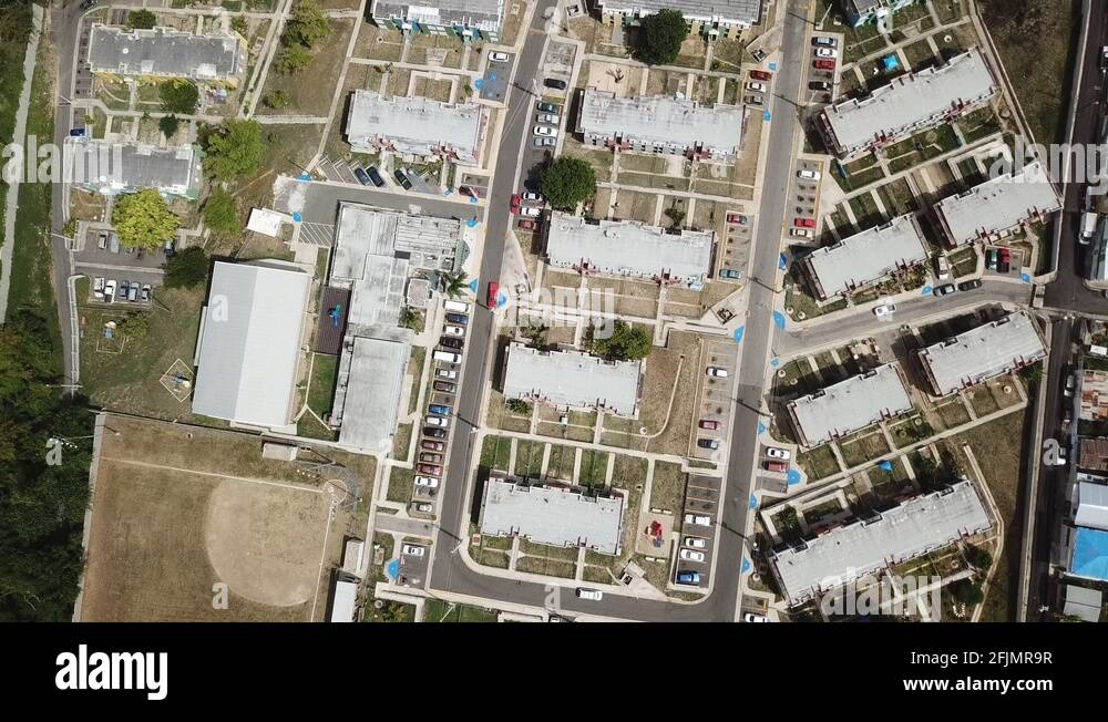 AERIAL Flying over the rooftops in Old Ponce, Puerto Rico Stock Video