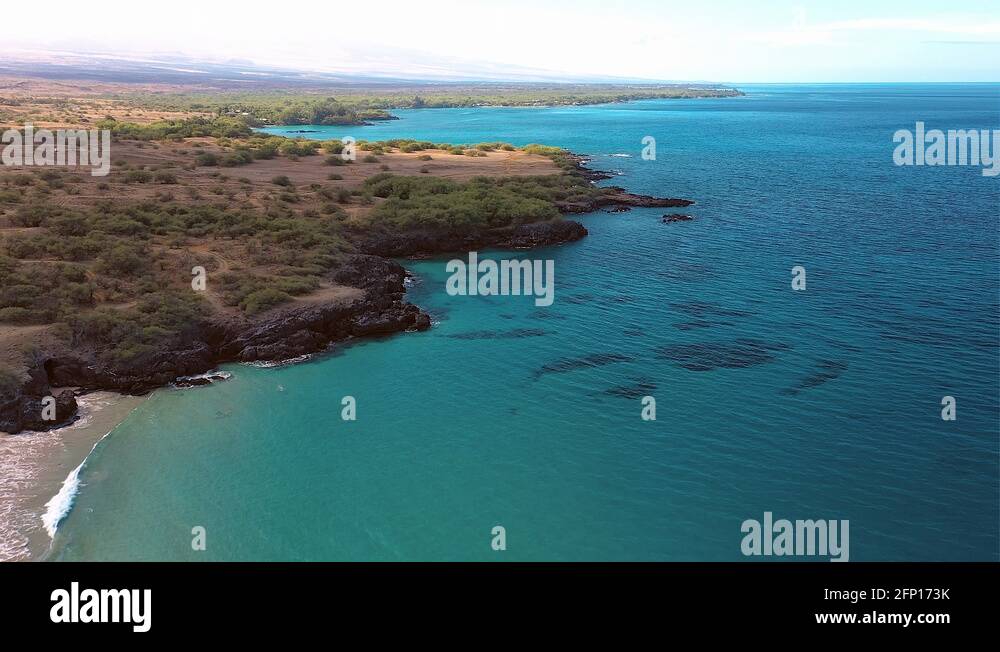 Drone footage of the coastline captured on the Big Island of Hawaii