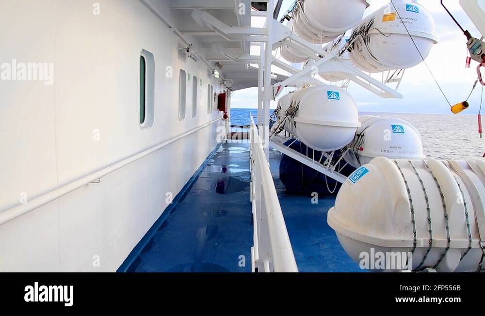 Throw overboard Davit launched self inflating boat liferaft onboard