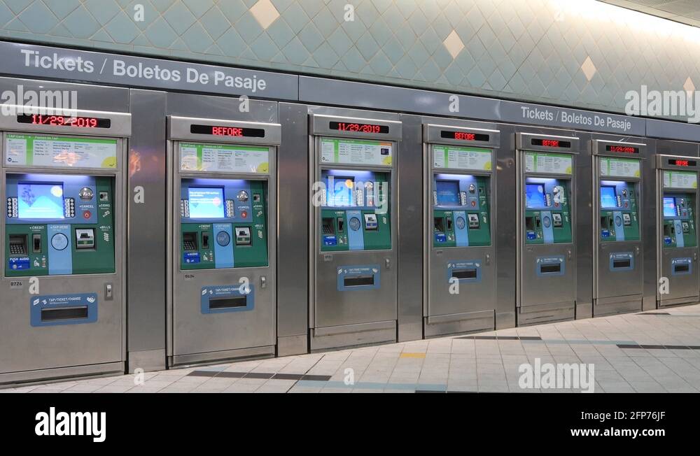 Los Angeles TAP Ticket Vending Machines at Metro Rail station Stock