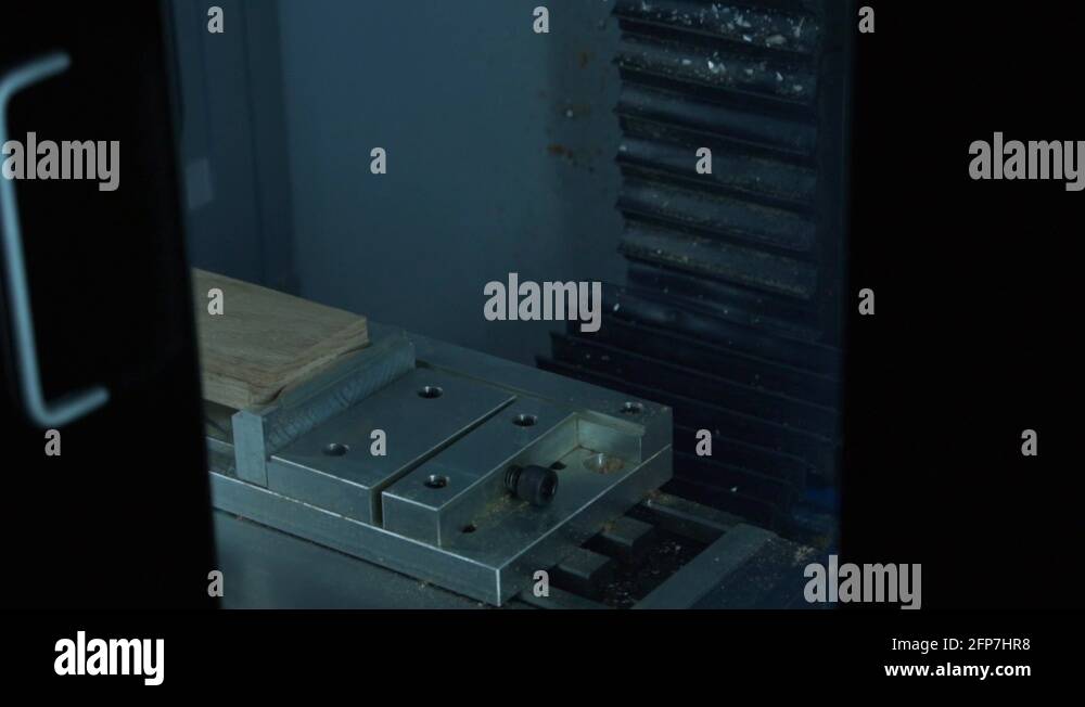 3 axis desktop CNC mill face cutting wood stock with end mill tool real Stock Video Footage Alamy