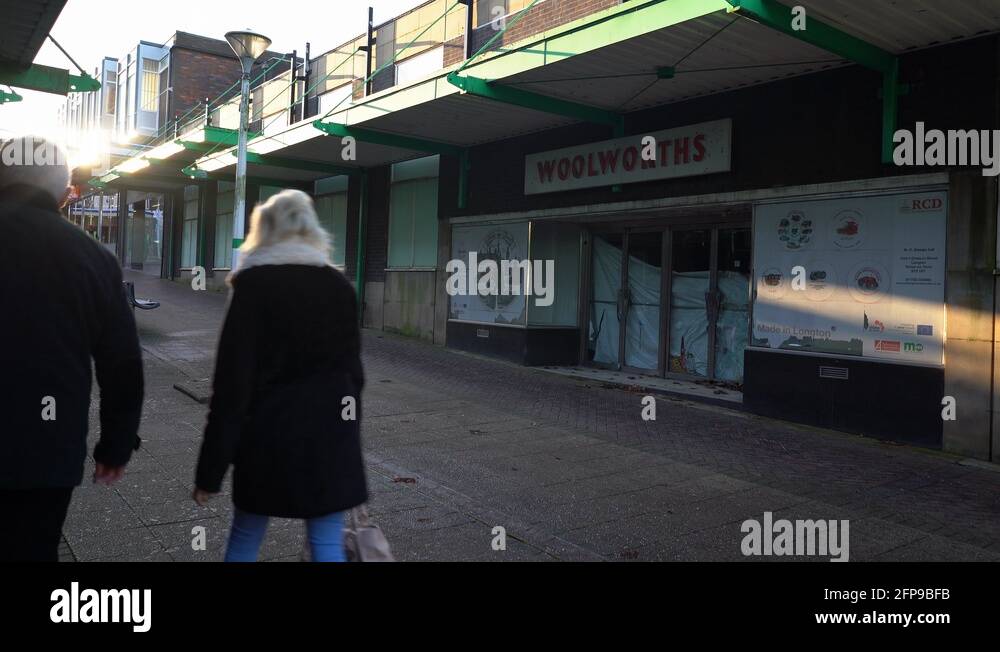A high street in decline, abandoned, closed shops in Longton high