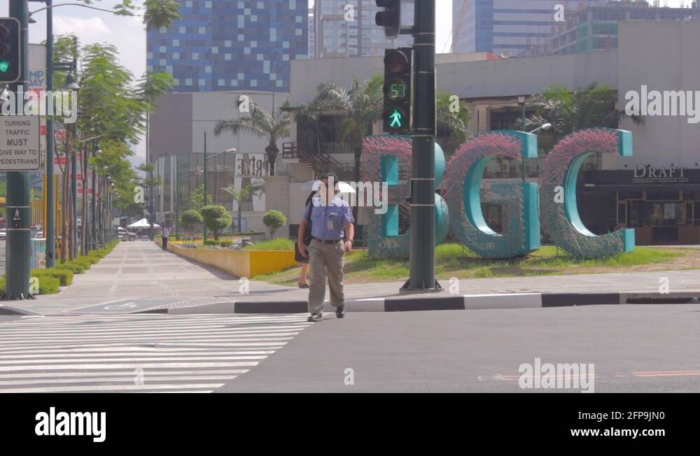 Static Shot In An Intersection And Pedestrian Lane In BGC Stock Video ...