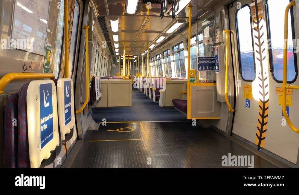 Inside empty Queensland Rail rolling stock train carriage, Brisbane Stock Video Footage Alamy