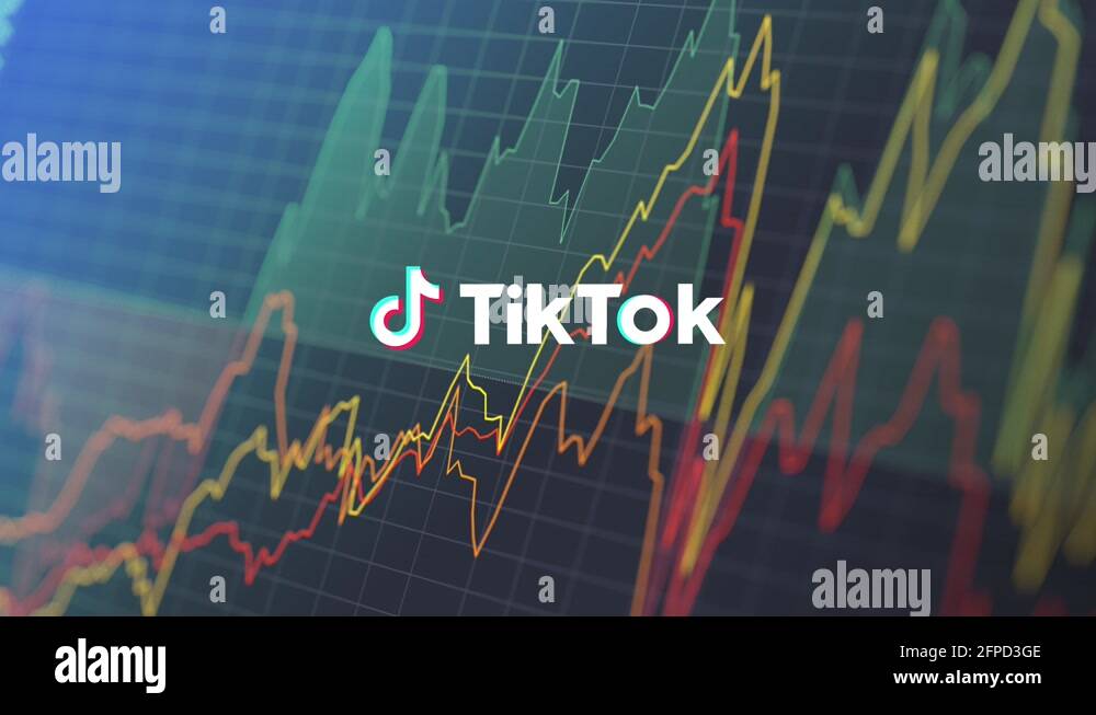 TikTok going public on stock market. Icon Tik Tok on chart