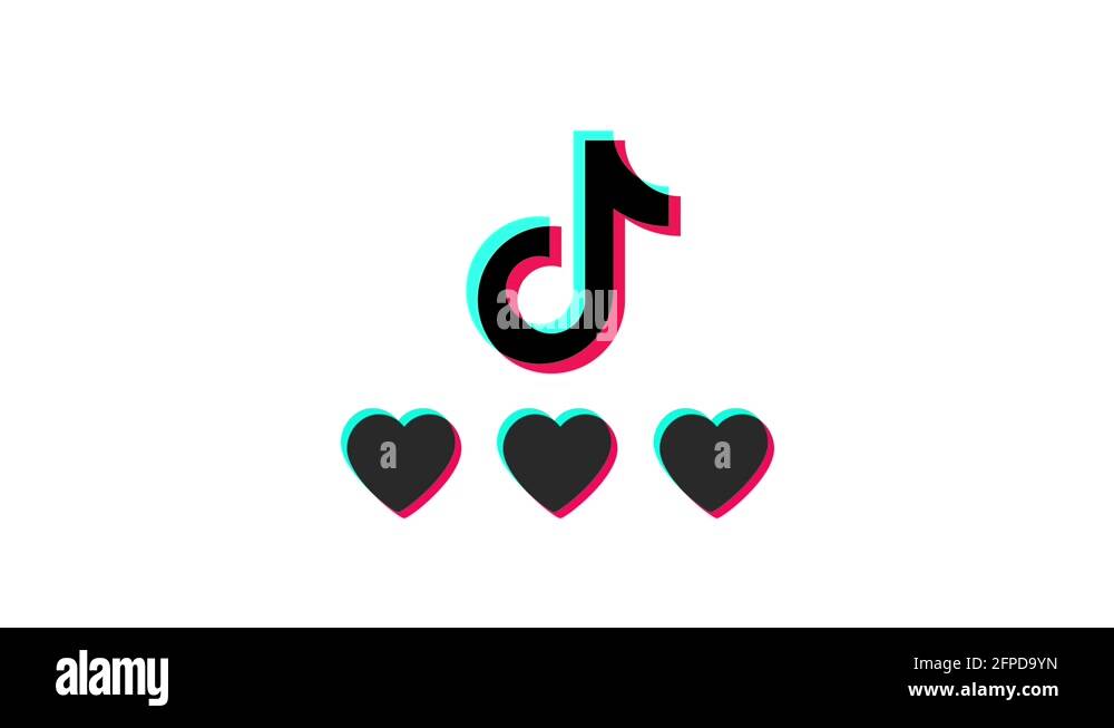 Blinking TikTok hearts with logo on white background. Concept of likes Stock Video Footage Alamy