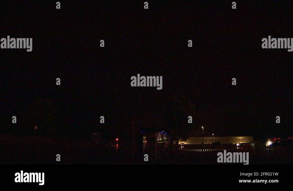 Continuous lightning flashes as severe thunder storm approaches city