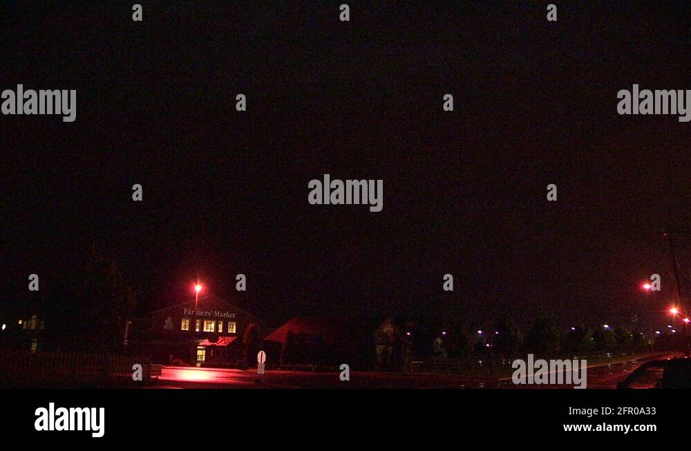 Continuous lightning flashes as severe thunder storm approaches city