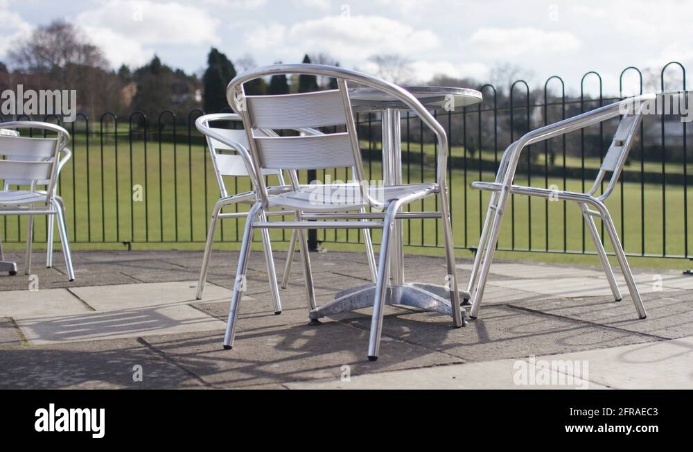 Empty table with three empty chairs Stock Videos & Footage - HD and 4K