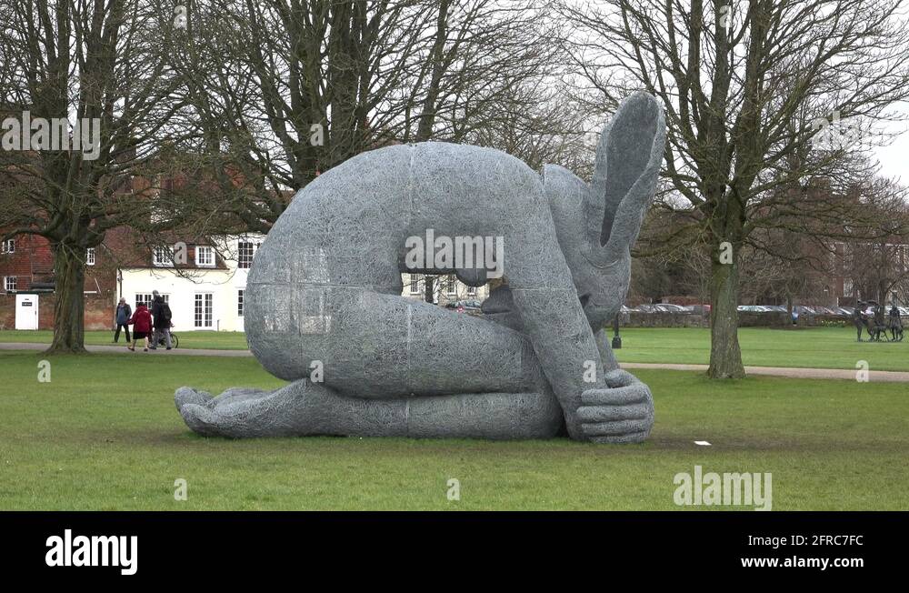 Salisbury Cathedral park wire rabbit sculpture 4K Stock Video Footage ...