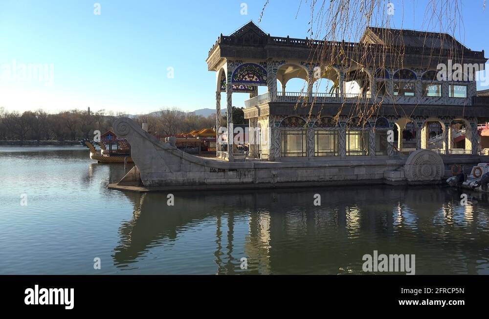 Marble Boat (Han Chuan) at Summer Palace. Beijing, China Stock Video