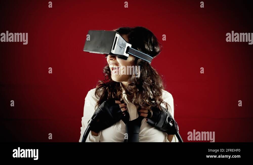 Virtual reality girl calling boyfriend emotions Stock Video Footage Alamy
