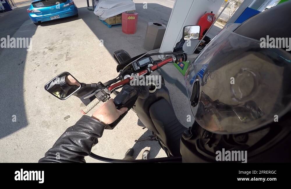 Filling motorcycle tank gas station Stock Videos & Footage HD and 4K