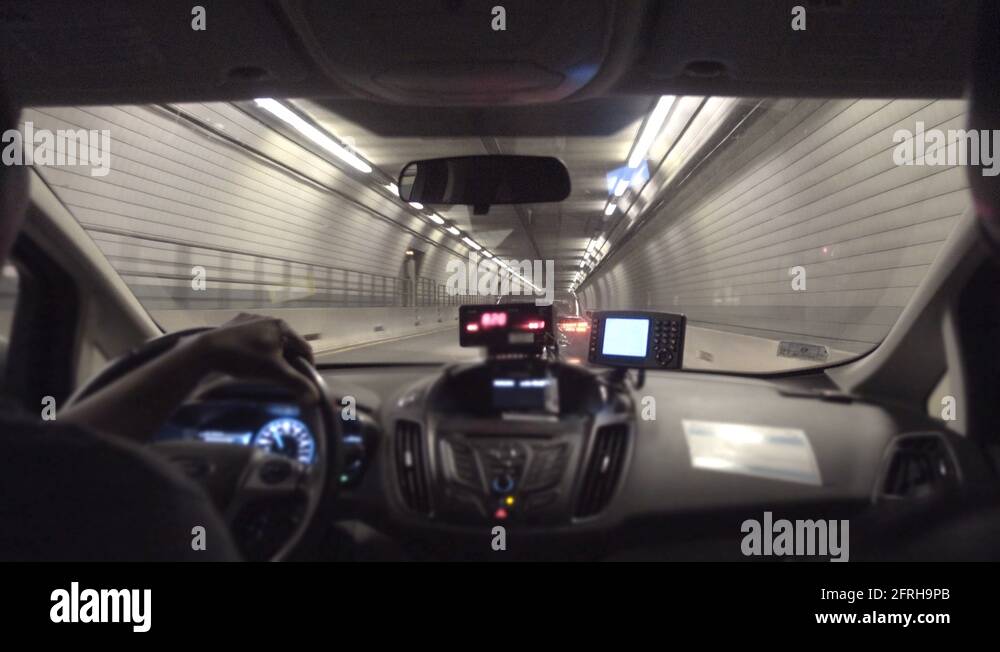 Passenger's Backseat View Inside a Taxi in a Boston Tunnel Stock Video Footage Alamy