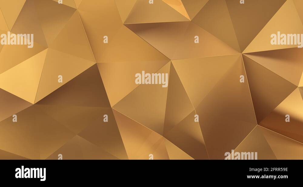 3d gold abstract geometric polygon surface motion background loop 4k ...