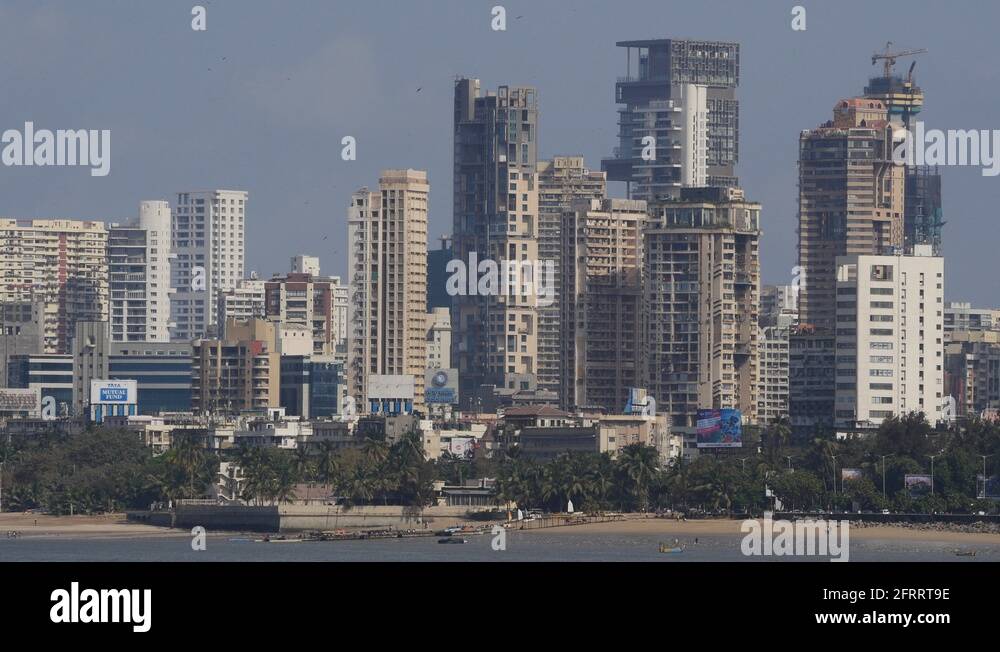 Skyline along Back Bay,Mumbai,India Stock Video Footage Alamy