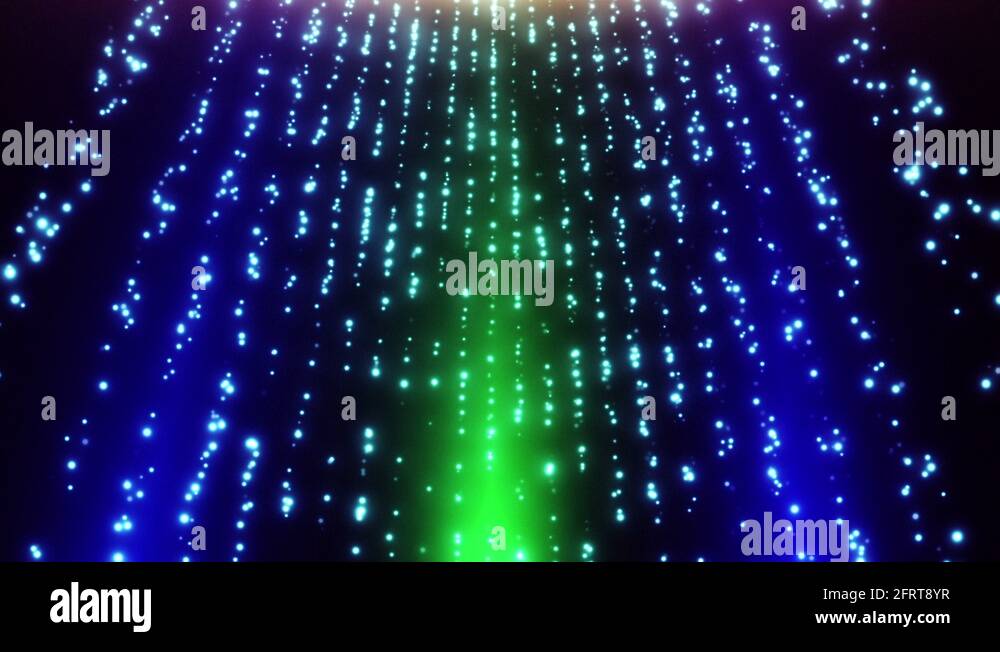 Looped Falling Glowing Dust Particles Motion Background Blue Green ...